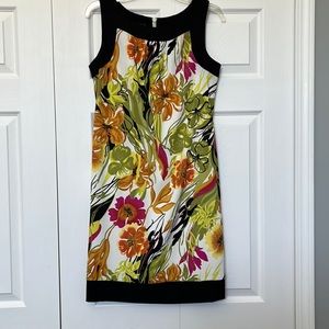 Floral tank dress multi colored with black trim